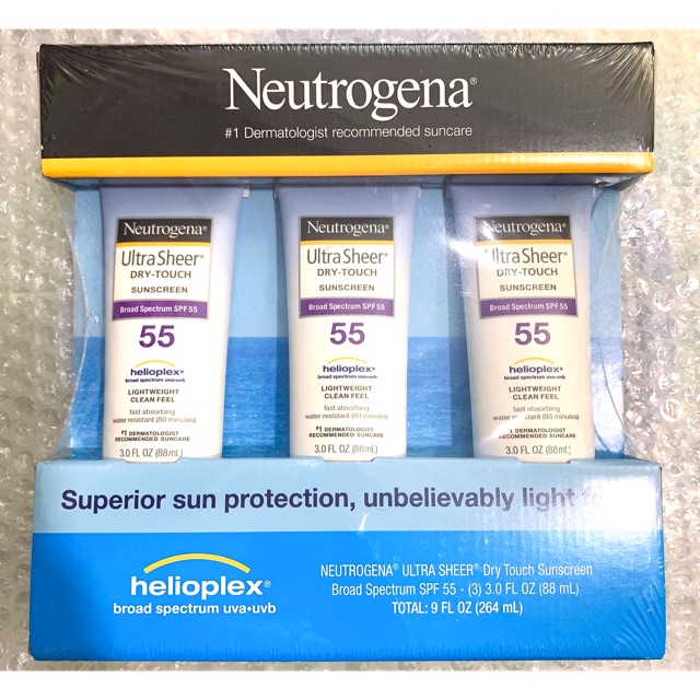 Kem chống nắng hằng ngày Neutrogena Ultra Sheer Dry touch suncreen spf55 88ml hàng chuẩn Mỹ