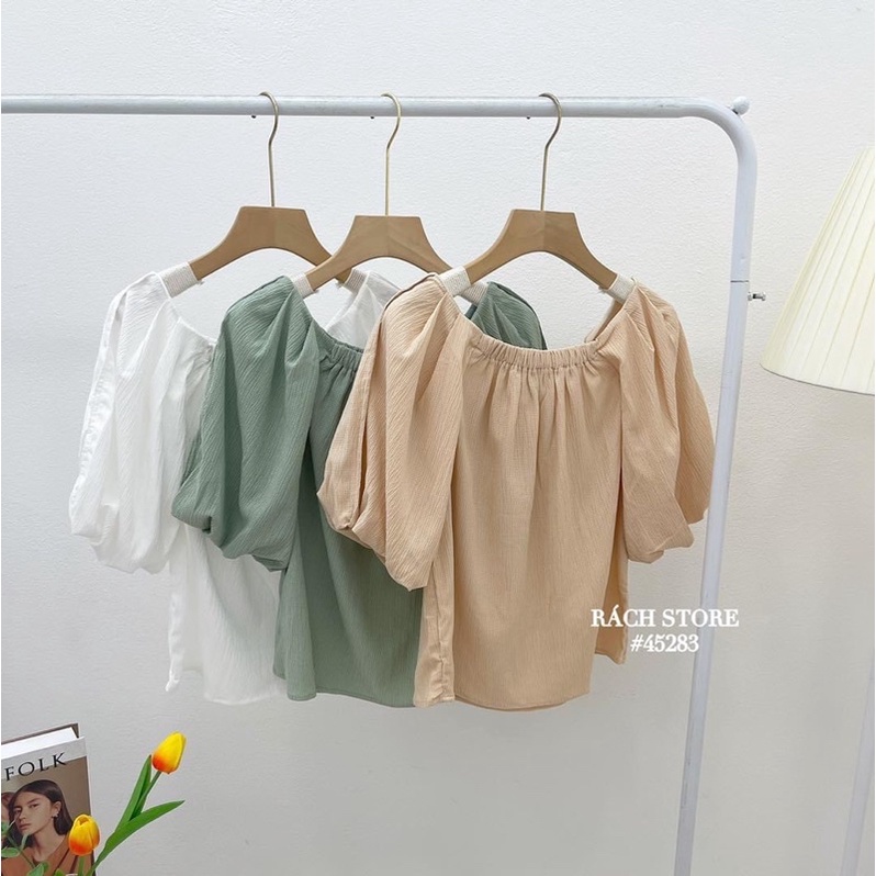 [RÁCH STORE] ÁO KIỂU trễ vai bo trơn tay phồng