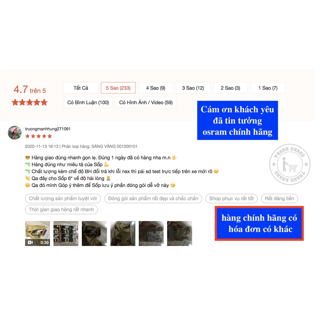 Đèn pha led M5 OSRAM 12V thanh khang