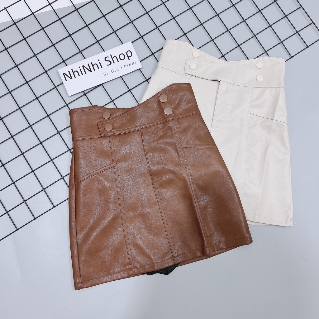 Chân váy da mềm dáng ôm đẹp, Chân váy dáng A cạp cao CV8816 - NhiNhi Shop