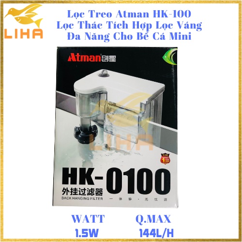 Lọc Treo Atman HK-100 (1.5W-144L/H) - Lọc Thác Tích Hợp Lọc Váng Cho Bể Cá Mini