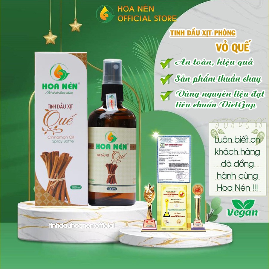 Tinh dầu quế xịt phòng Hoa Nén 100ml - Xịt khử mùi giúp diệt khuẩn, đuỗi côn trùng, khử mùi hôi chân, giày dép hiệu quả