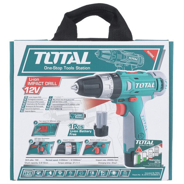 Máy khoan búa dùng pin Total TIDLI228120 - 2 pin Li-on 12V