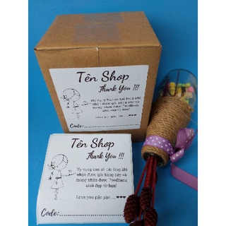 Cuộn 400 Tem ghi mã vận đơn có tên shop, có sẵn keo kích thước 10x10cm