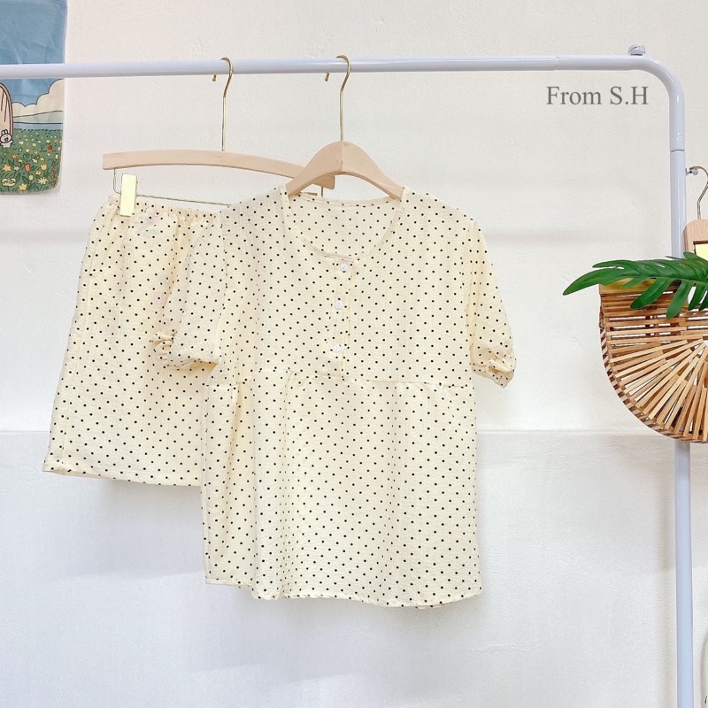 [ Ảnh thật ] Bộ ngủ pijama cộc dáng babydoll chất đũi xốp in hình cute | BigBuy360 - bigbuy360.vn