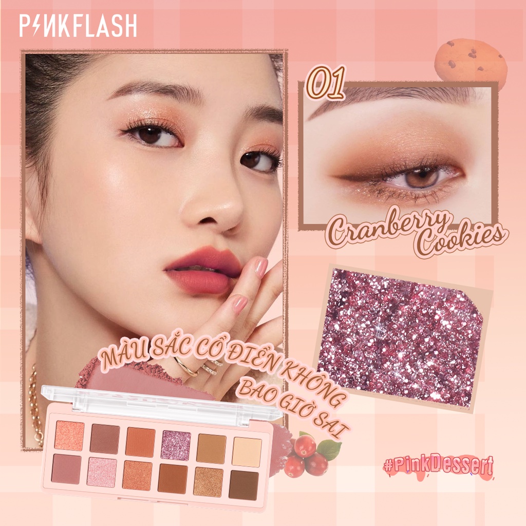 Bảng phấn mắt PINKFLASH 12 màu sắc chống nước lâu trôi