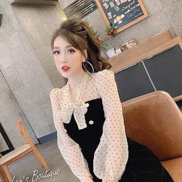 Đầm xòe cao cấp phối lưới bi