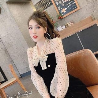 Đầm xòe cao cấp phối lưới bi