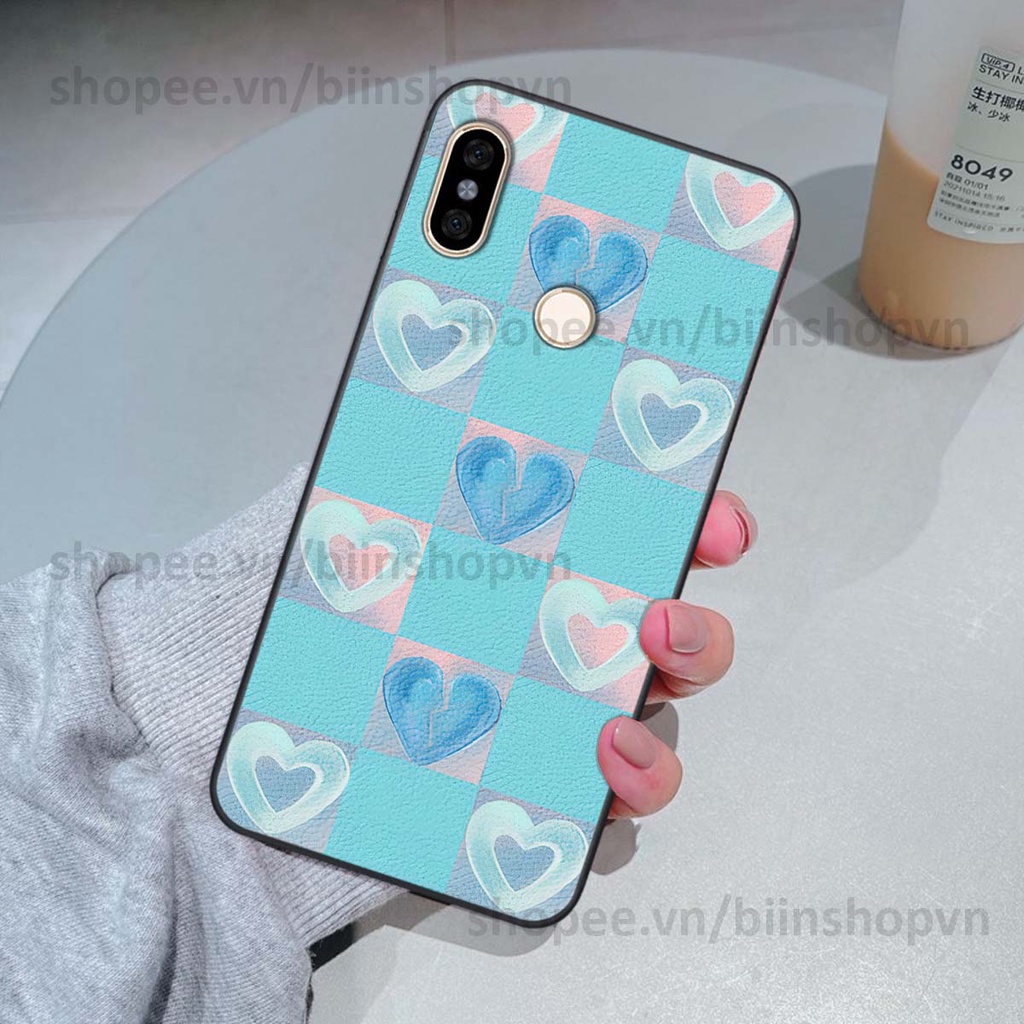 Ốp Xiaomi Mi A2 caro trái tim nhiều màu sắc, đầy cá tính, khẳng định phong cách