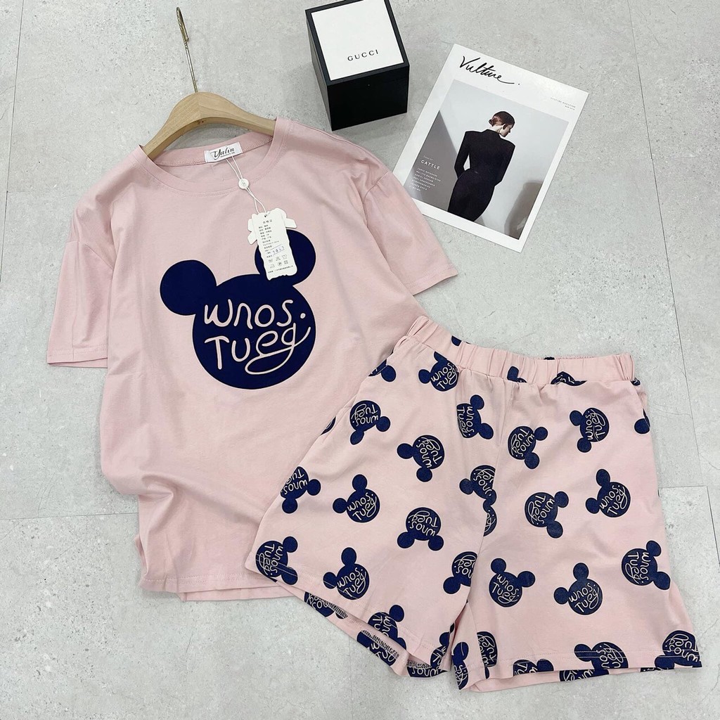 [BÁN SỈ] Set Trang Phục Nữ/ Đồ Bộ Nữ Chất Cotton Mặc Thoải Mái Họa Tiết Mickey Màu Đẹp_Đi Chơi Cực Xịn