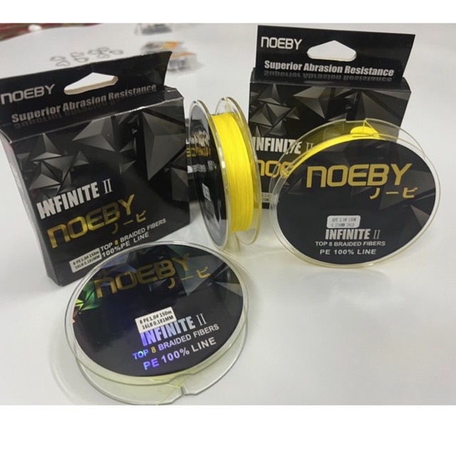Dây dù câu cá PE Noeby Infinite II màu vàng 150m -  Dây PE chìm lửng câu cá lóc,cá chẽm...