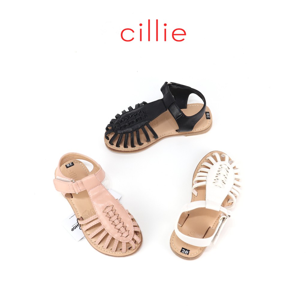 Giày sandal rọ bé gái đế bệt êm mêm quai dán tiện lợi đi học đi chơi Cillie 1163