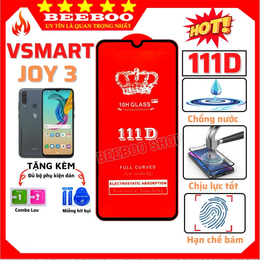 Kính cường lực Vsmart Joy 3 Joy 4 Live 4 Star 5 Star 4 Star 3 - Full màn hình 111D cao cấp