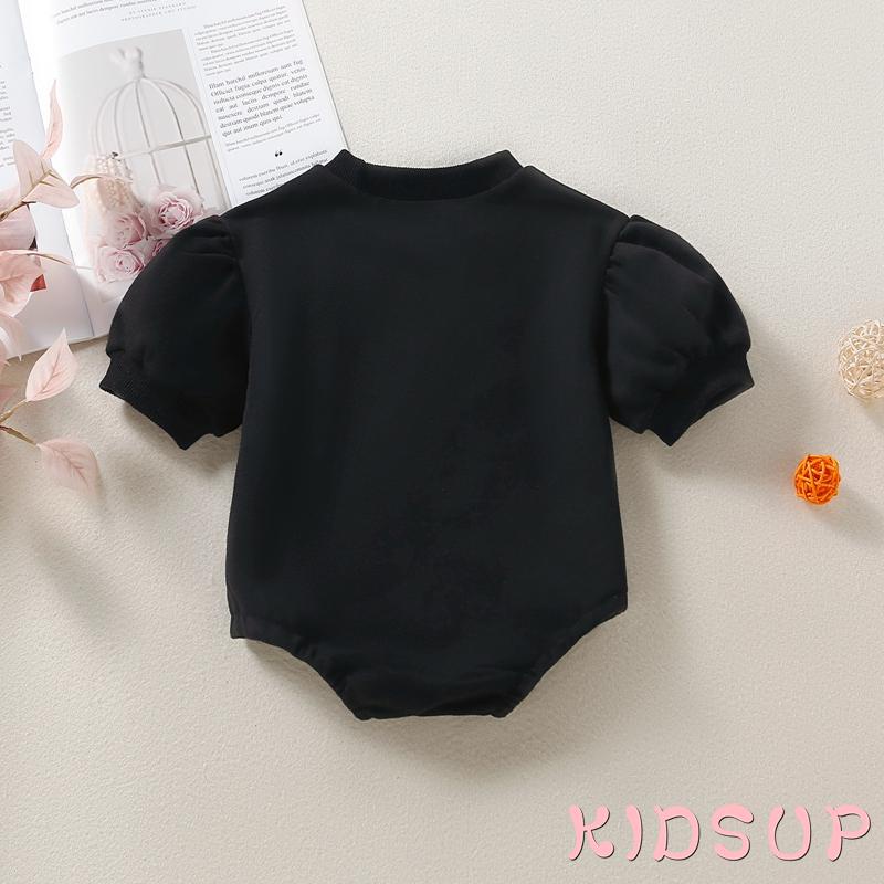 Bộ áo liền quần cổ tròn tay ngắn in chữ thời trang mùa hè cho bé