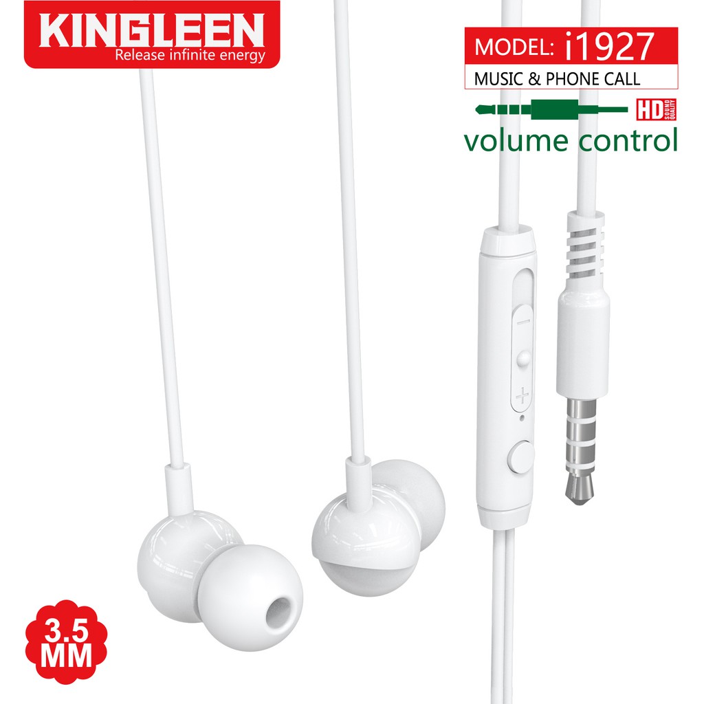 TAI NGHE CÓ MIC ĐIỆN THOẠI , MÁY TÍNH ,NHÉT TAI,EARPHONE KINGLEEN 1.2M I1927 , I1931 TRẮNG