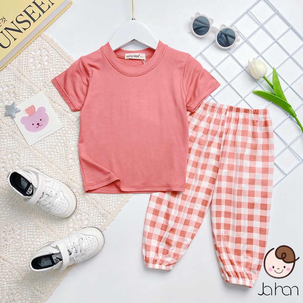 [Bé 7-19kg] Bộ tay ngắn quần dài Alibaba caro thun lạnh có túi cho bé trai bé gái từ 7-19kg HÀNG LOẠI 1