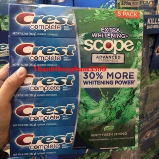 [Auth] Kem đánh răng Crest Complete Extra Scope Whitening Plus Scope 232g của Mỹ