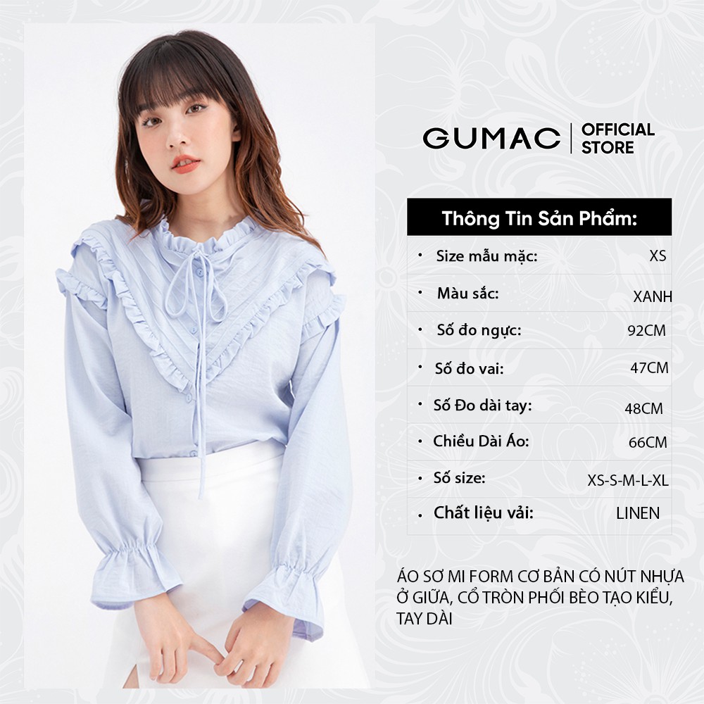 Áo sơ mi xếp ly ngực GUMAC AB638 | BigBuy360 - bigbuy360.vn