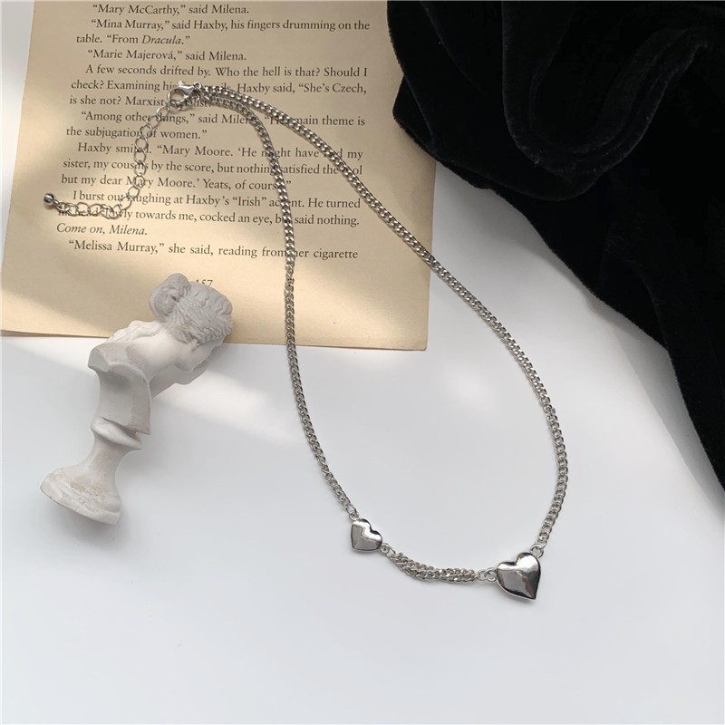 Dây chuyền vòng cổ trái tim lớn nhỏ