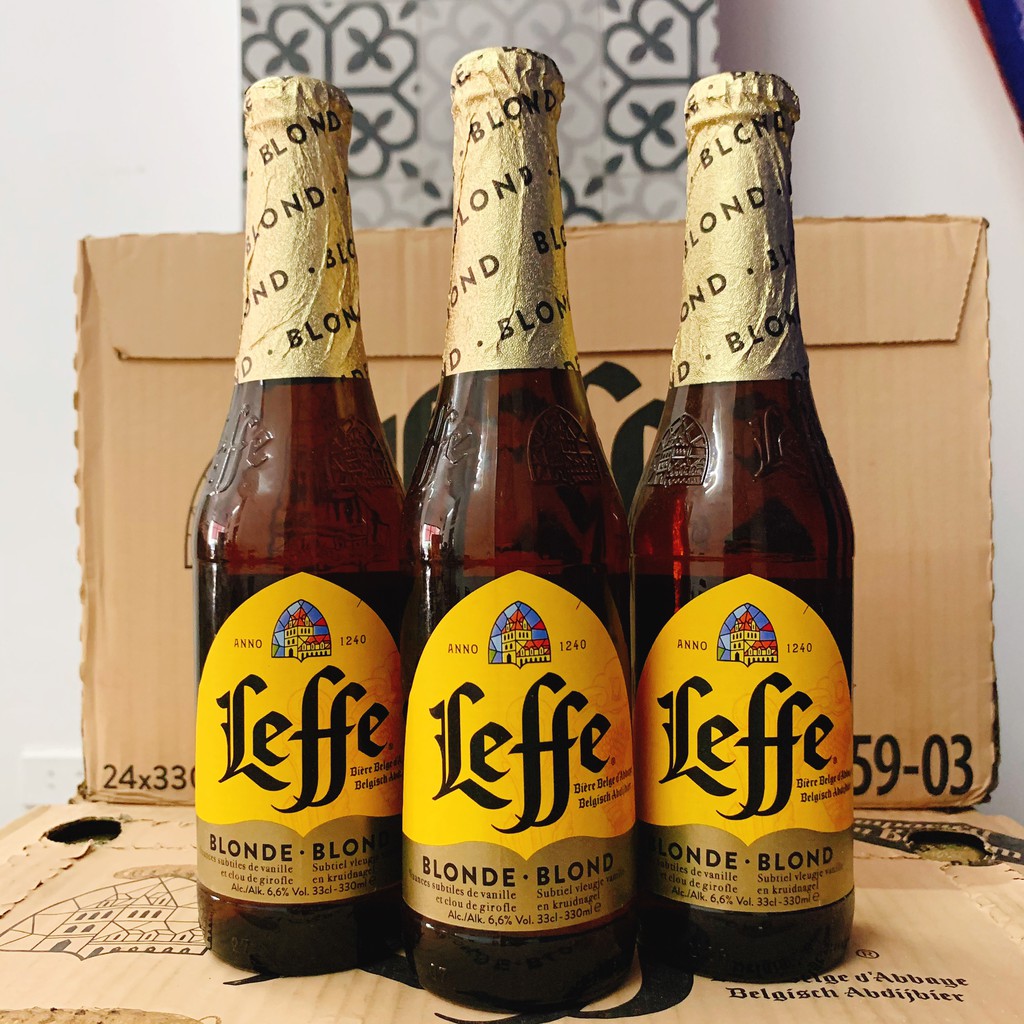 Bia Leffe Vàng ( Leffe Blonde ) 6,6% Thùng 24 Chai 330ml Nhập Khẩu Bỉ