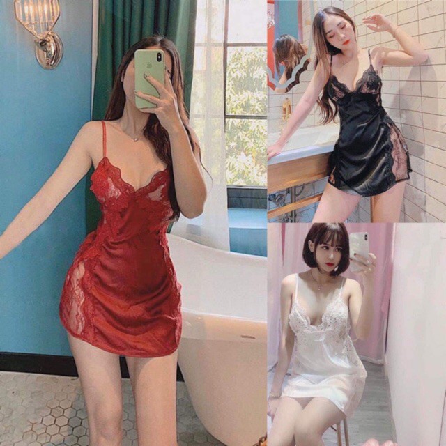 Váy ngủ sexy ren sẻ  hông QUẢNG CHÂU cao cấp