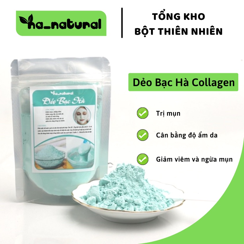 Bột mask dẻo collagen bạc hà 100g  CAO CẤP  bột đắp mặt nạ bạc hà giúp cân bằng độ ẩm dưỡng da tươi mát