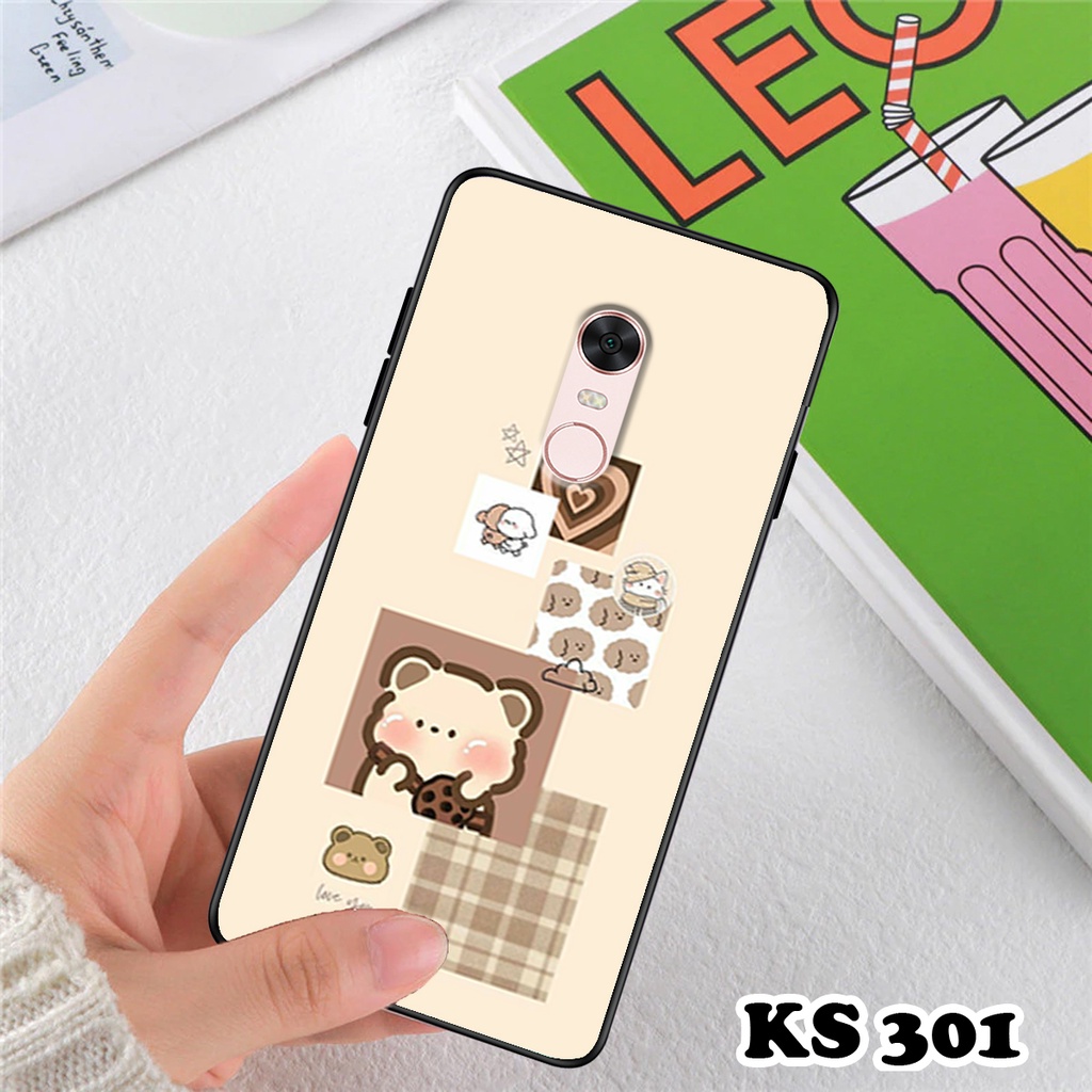 Ốp lưng Xiaomi Redmi 5 - Redmi 5A - Redmi 5X - Redmi 5 Plus - Ốp in hình gấu &amp; thỏ đang yêu - lưng nhám viền TPU cao cấp