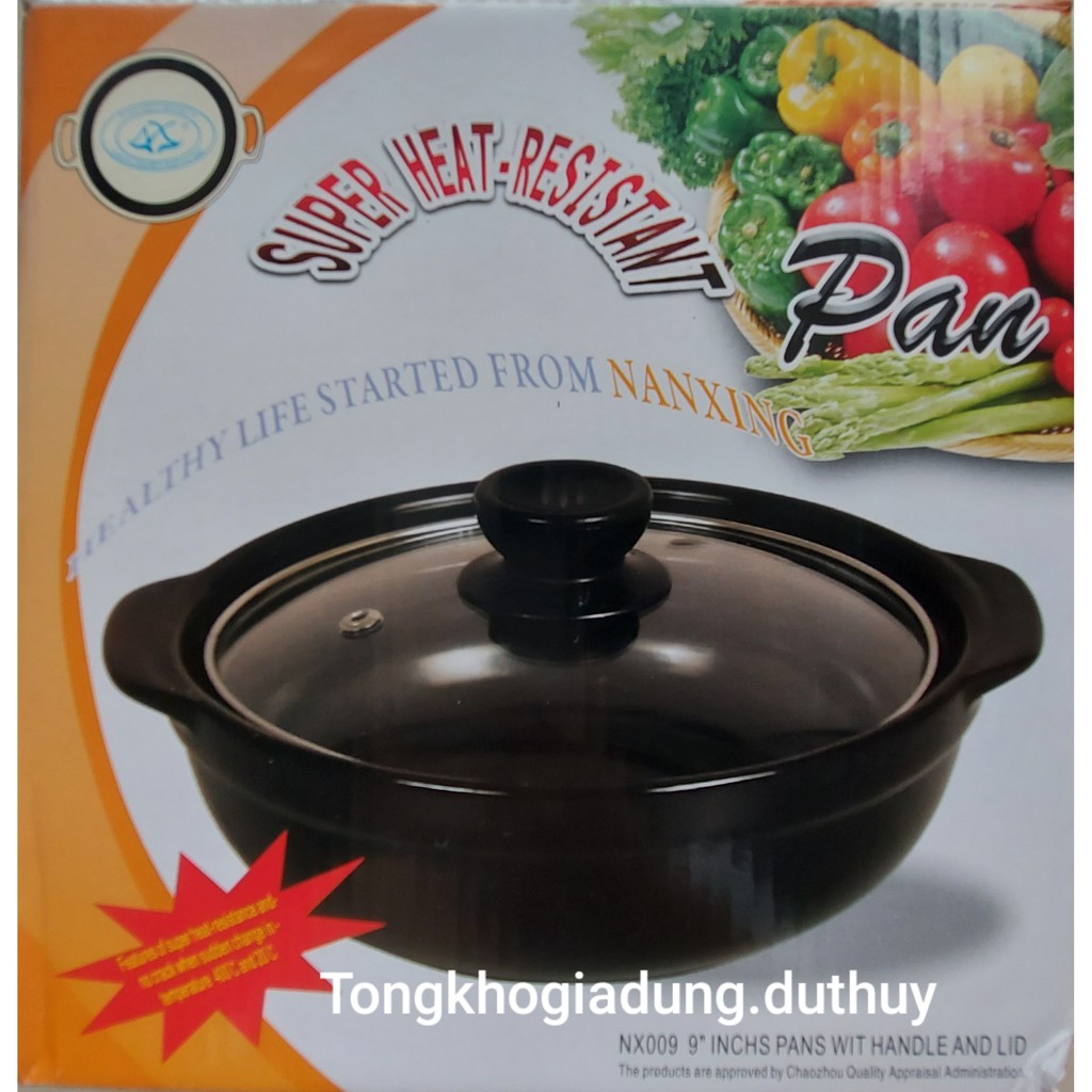 Nồi nấu mì cay Hàn Quốc đỉnh 9&quot; chất đất nung cao cấp tráng men chống dính dày dặn, bền bỉ chịu nhiệt cao tiện dụng