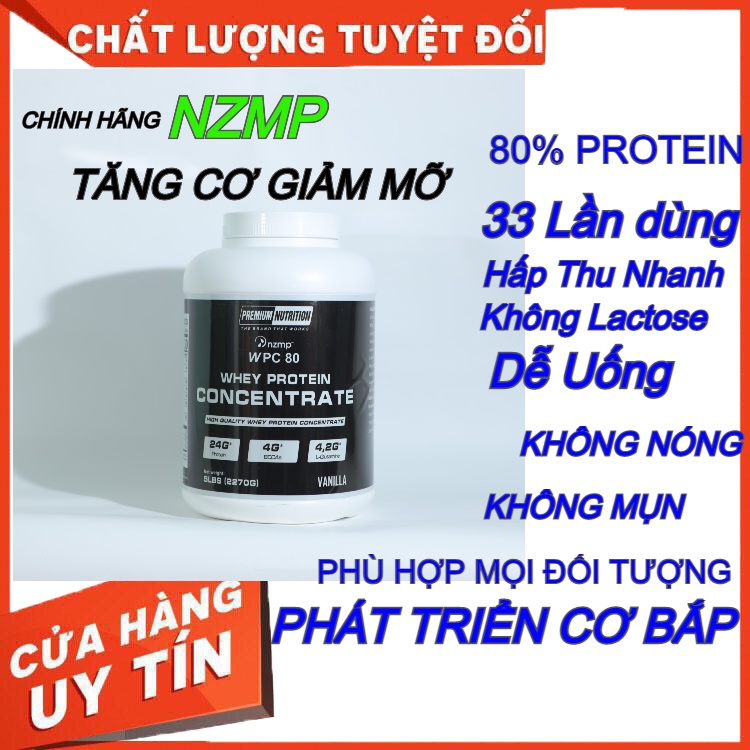 [ CHÍNH HÃNG  ] HŨ 5LBS (2,27KG) WHEY PROTEIN CONCENTRATE 80% NZMP - Tăng Cơ Giảm Mỡ - Hấp Thu Nhanh