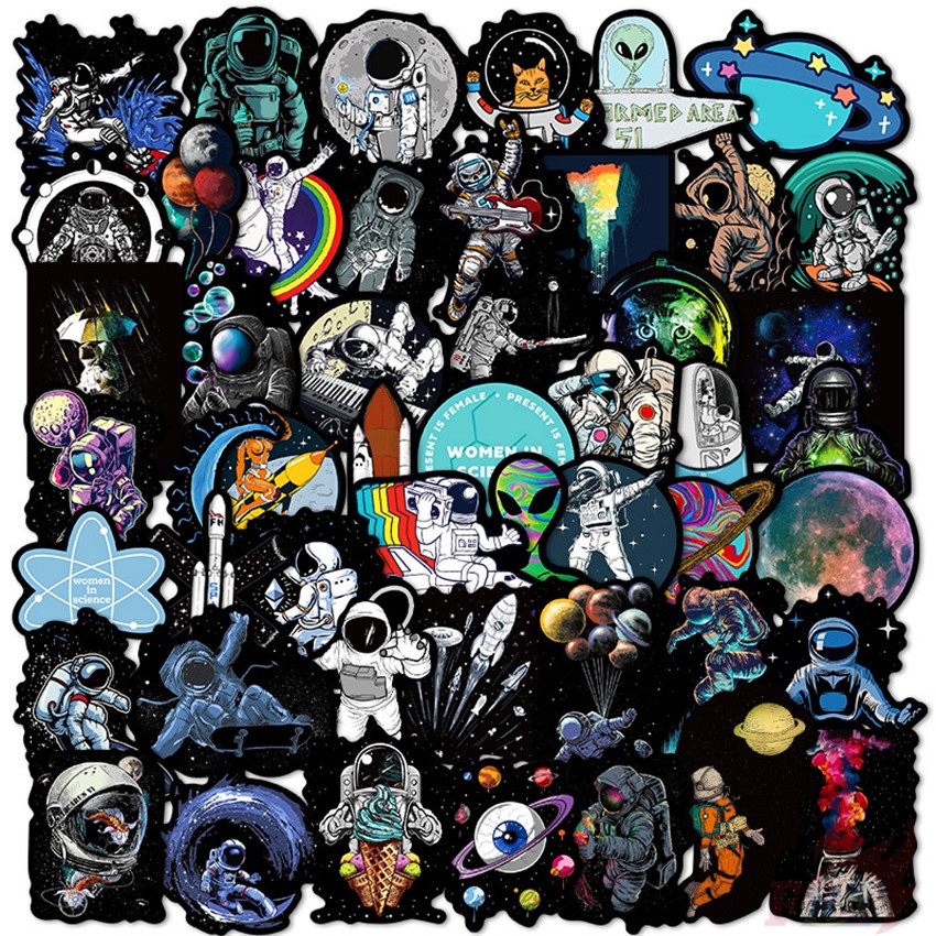❉ Outer Space Series 01 Classical Black &amp; White Stickers ❉ 50Pcs/Set DIY Fashion Waterproof Mixed Doodle Decals Stic