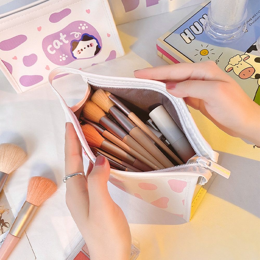 Túi đựng bút đa năng sức chứa lớn chống thấm nước in họa tiết bò sữa hoạt hình dễ thương