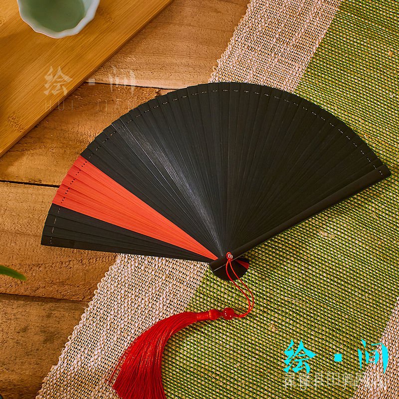 Bai#Quạt Cầm Tay#Quạt Gấp Bằng Tre 18CM 16CM Màu Đen / Xanh Lá / Đỏ