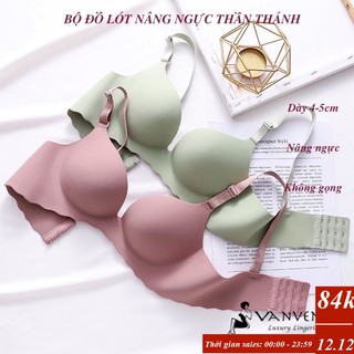 Bộ Đồ Lót Su Đúc Không Gọng Nâng Ngực Vanvene Thông Hơi Lượn Sóng Chống Hằn Mỡ Lưng Lộ Ngấn Đệm Dày Nâng Nhiều B011