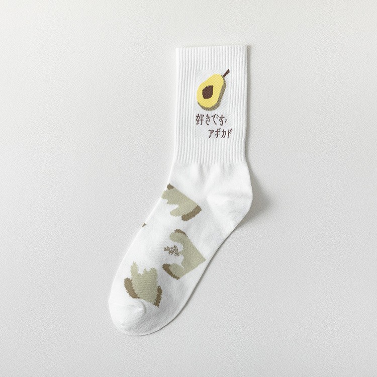 Tất vớ nam nữ hoạ tiết bơ cổ cao Unisex phong cách Hàn Quốc