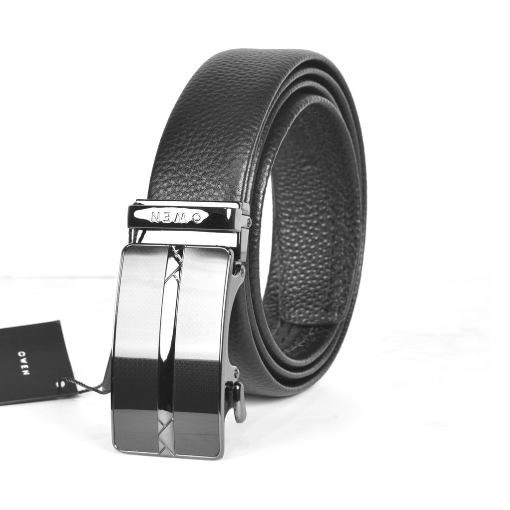 Dây Lưng Nam Owen BELT23112 - Da Thật - Kiểu Khóa Trượt Tự Động - Màu Đen