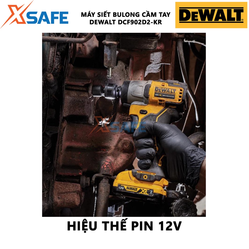 Máy siết bu lông cầm tay DEWALT DCF902D2-KR Máy vặn bulong dùng pin hiệu thế pin 12V, động cơ không chổi than