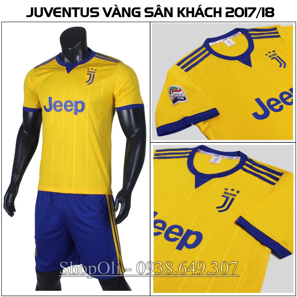 Quần áo đá banh Juventus vàng 2017-2018 sân khách