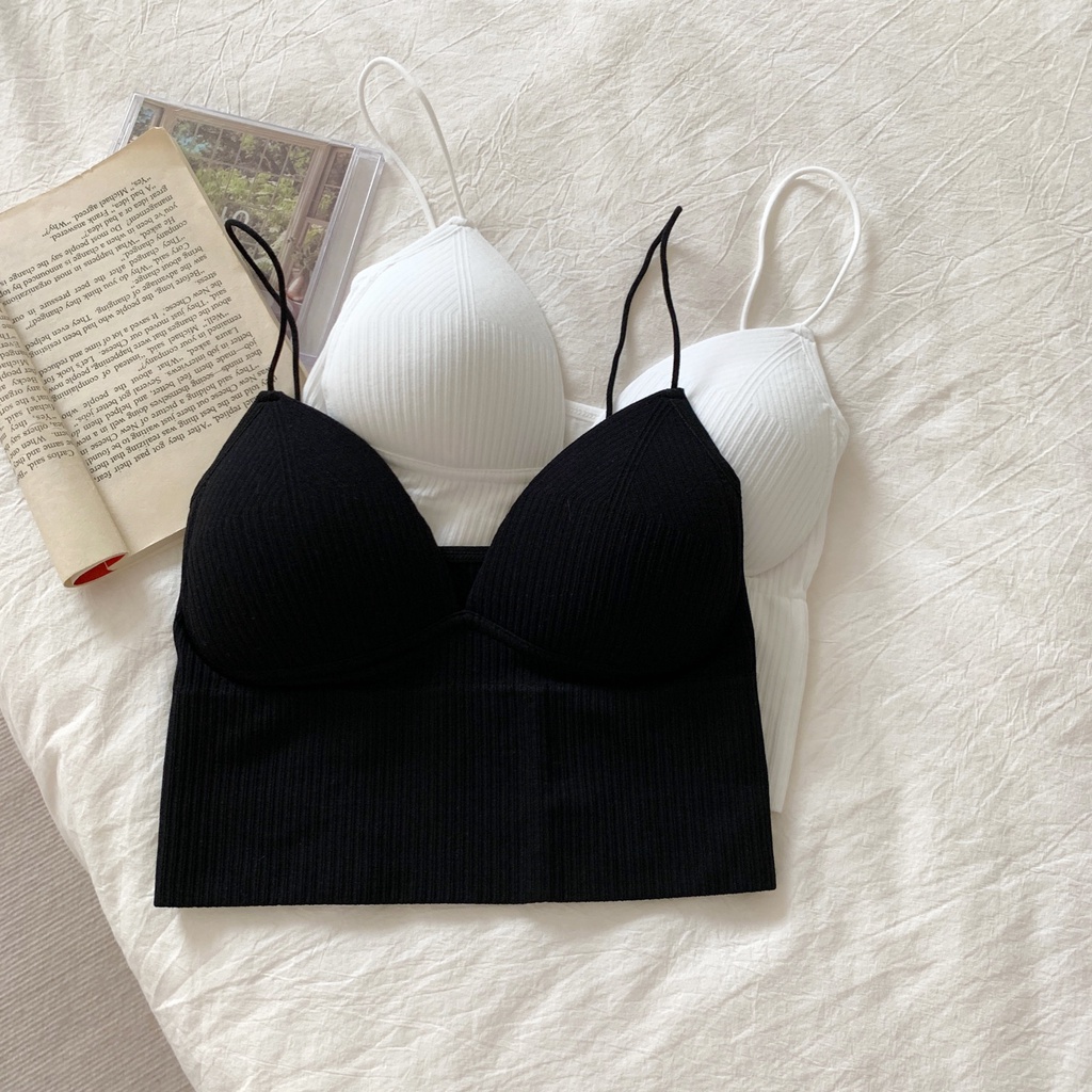 Áo Ngực Hai Dây Dệt Kim Dáng Ôm Dễ Phối Đồ Thời Trang Mới