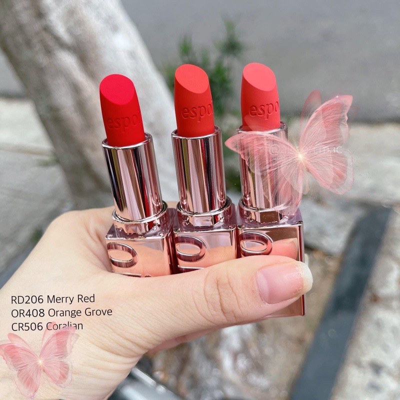 CAM KẾT CHUẨN AUTH-  Son Thỏi Lì Hàn Quốc Espoir Nowear Lipstick Power màu Coralian, chai pink, beguling nude