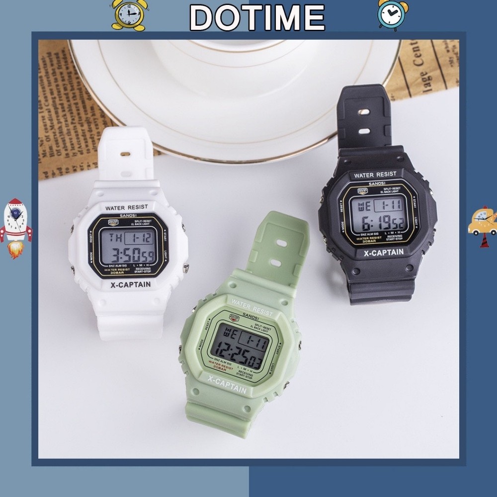 Đồng hồ điện tử Dotime nam nữ đeo tay mặt vuông phong cách thể thao ZO78