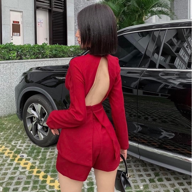 Yoona Auth &HM2T-Jumpsuit short tay dài V ngực sexy sang chảnh Yn