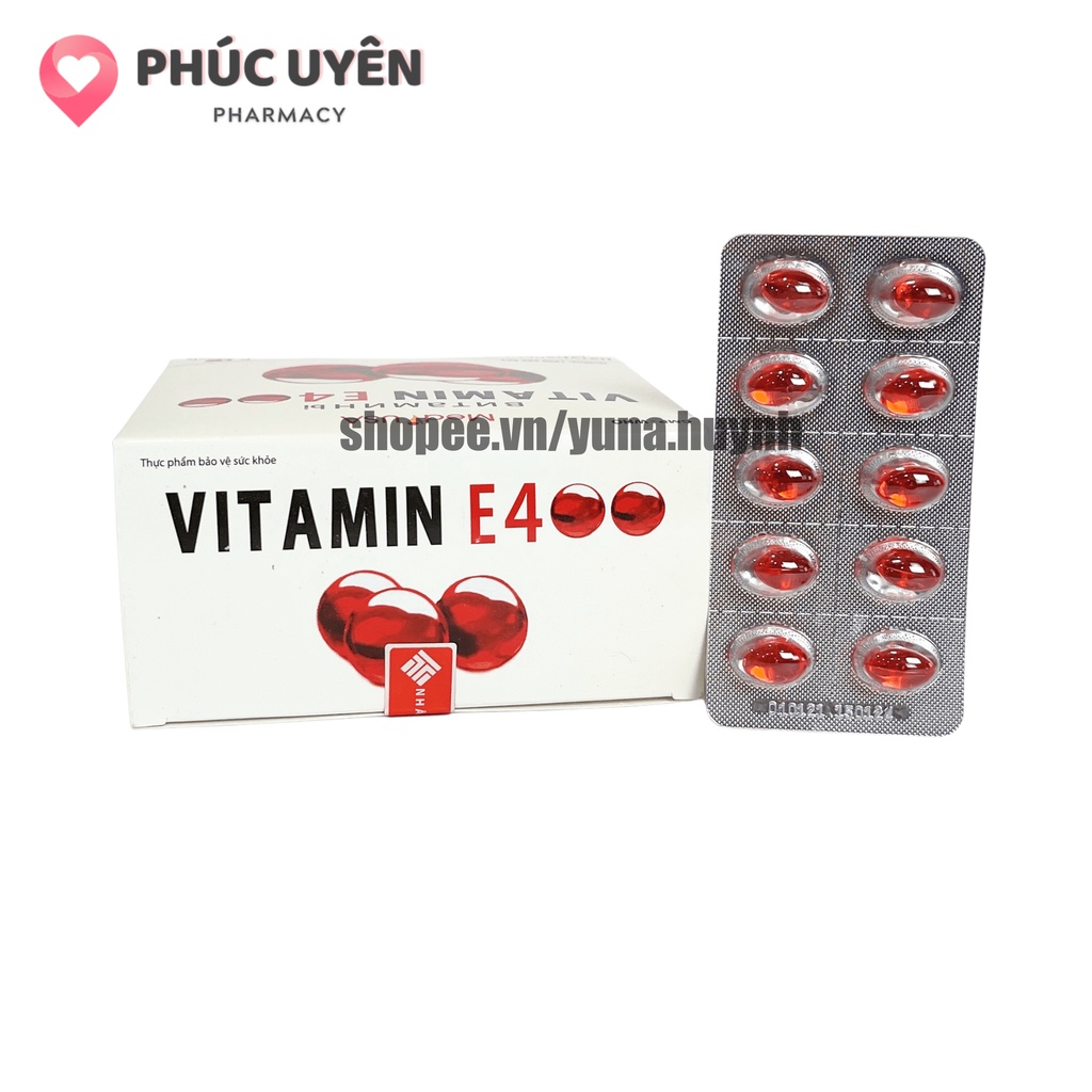 Viên Uống đẹp da Vitamin E Đỏ 4000mcg, Aloe vera 500mg chống lão hóa - Hộp 100 viên chống lão hóa da