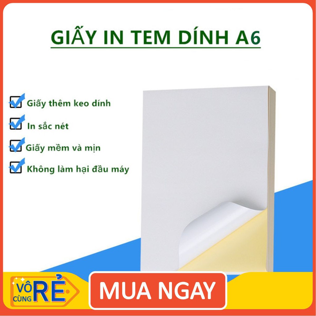 [loại mới] A6 Combo 100 tờ giấy in tem decal đế VÀNG đa năng A6 dùng in đơn hàng hoặc in tùy mục đích người dùng