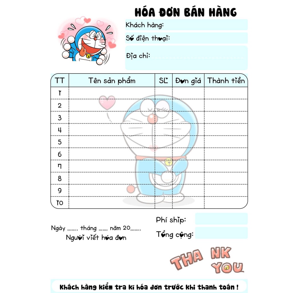 HOÁ ĐƠN BÁN HÀNG  2 liên ngẫu nhiên