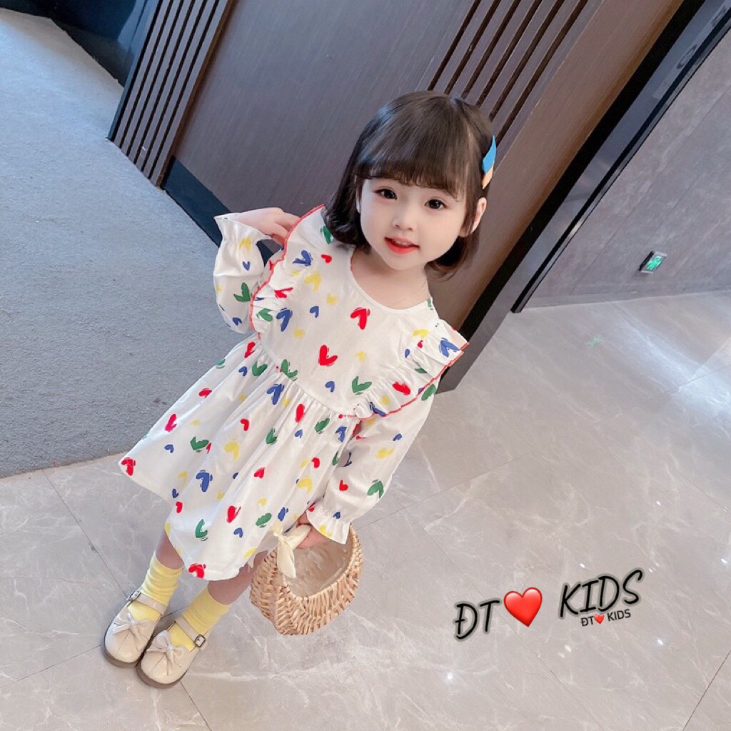 Váy tim dài tay sắc màu bé gái