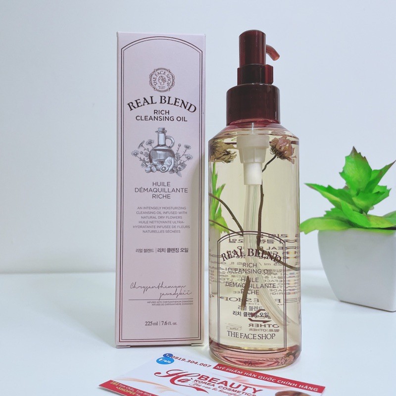 Dầu tẩy trang cung cấp ẩm dưỡng ẩm sạch sâu dịu nhẹ cho da nhạy cảm The Face Shop Real Blend Rich Cleansing Oil 225ml | BigBuy360 - bigbuy360.vn