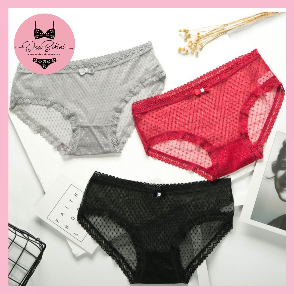 Quần Lót Ren Nữ Sexy xuyên thấu gợi cảm viền tim cao cấp mềm mại mã 2805