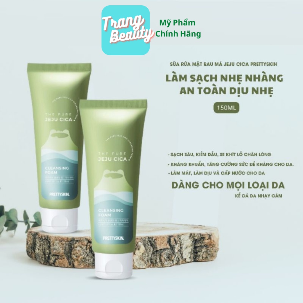 Sữa Rửa Mặt Chiết Xuất Rau Má Đảo Jeju PrettySkin The Pure Jeju Cica Cleansing Foam 150ml