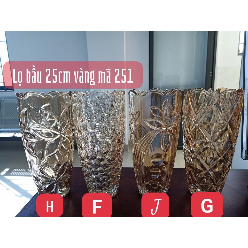 Lọ hoa bom thủy tinh vàng vân đẹp cao cấp