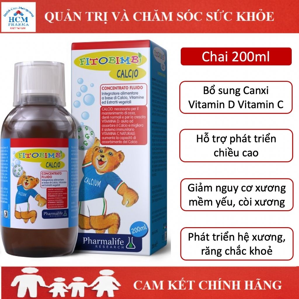 Fitobimbi Calcio bổ sung canxi và vitamin D Giúp trẻ phát triển chiều cao, xương, răng chắc khỏe - DLP09